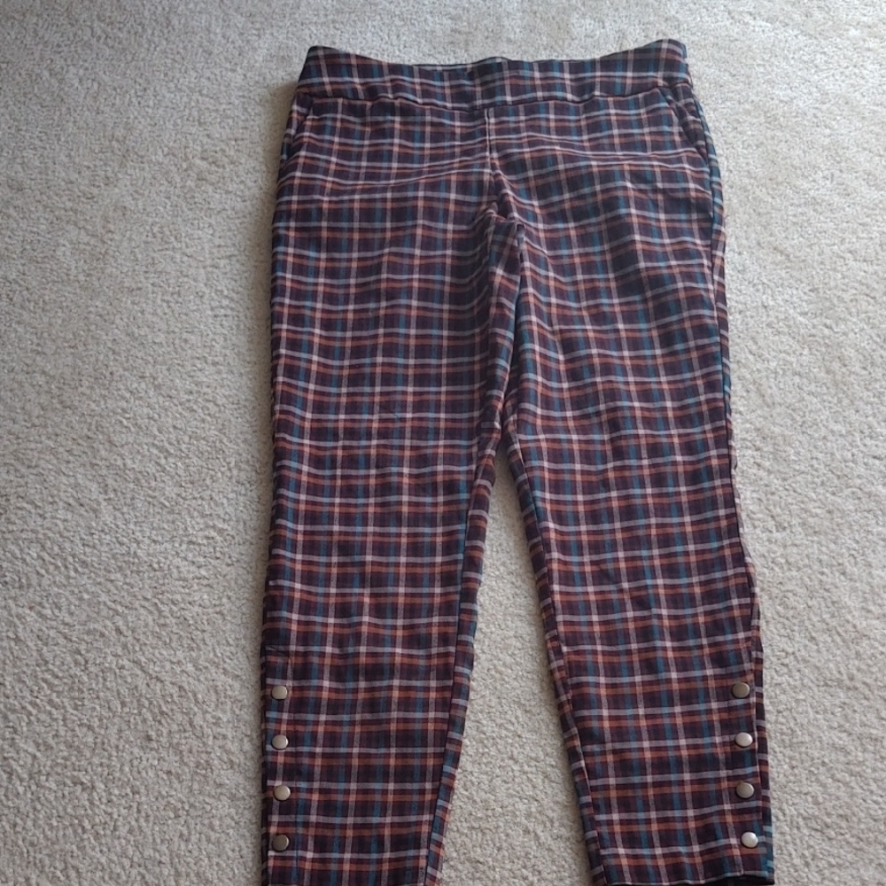 CATO brown plaid slim leg pants